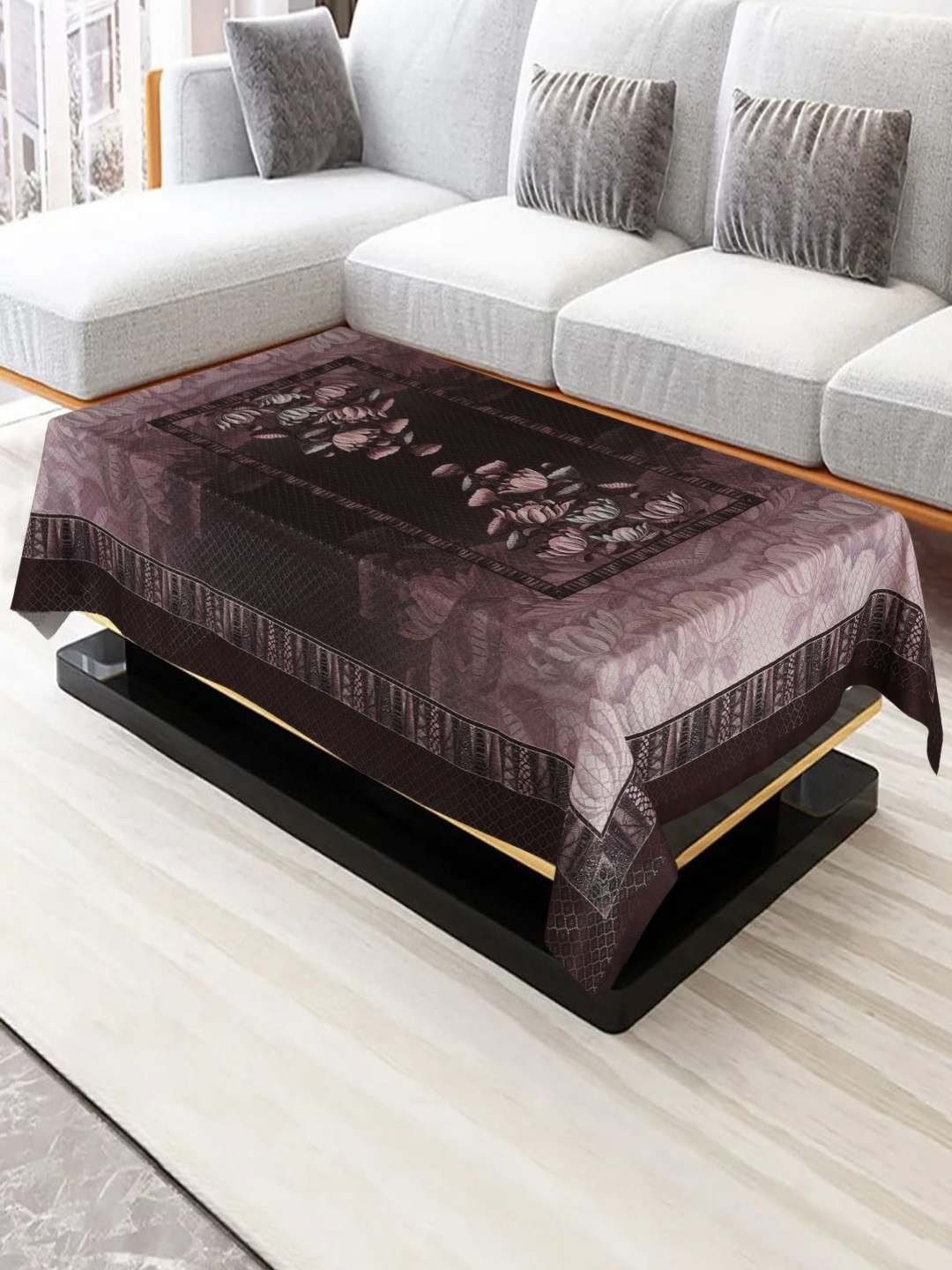 

Homerz Brown Floral Cotton 4-Seater Table Cover