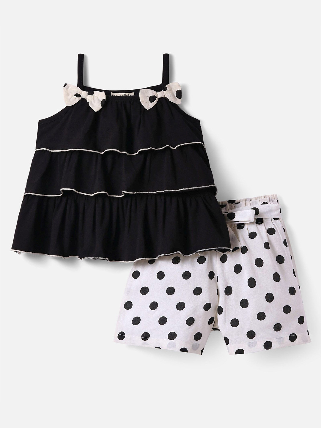 

CrayonFlakes Girls Printed Top with Palazzos, Black