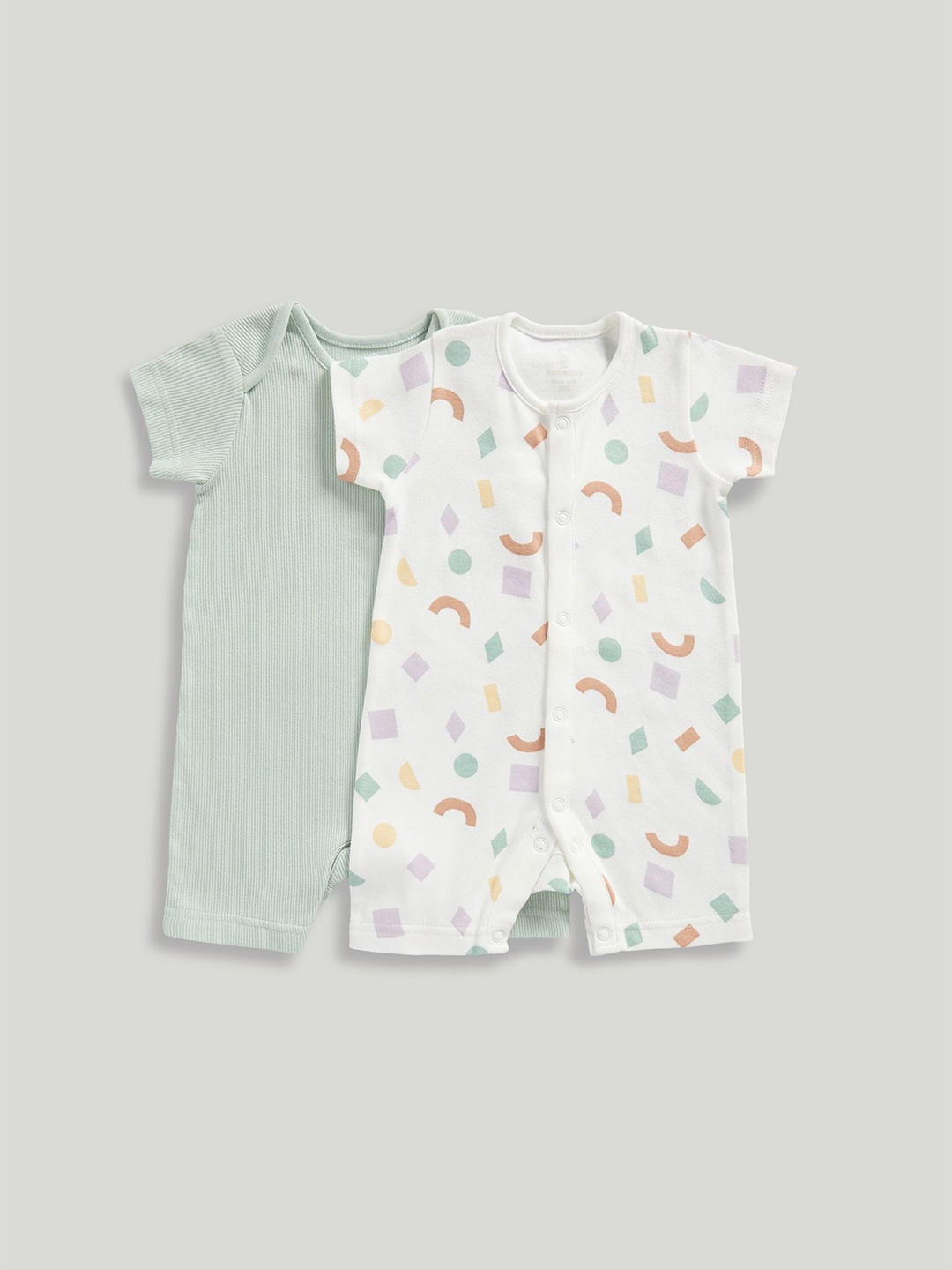 

mothercare Unisex Kids Pack of 2 Printed Cotton Rompers, Green