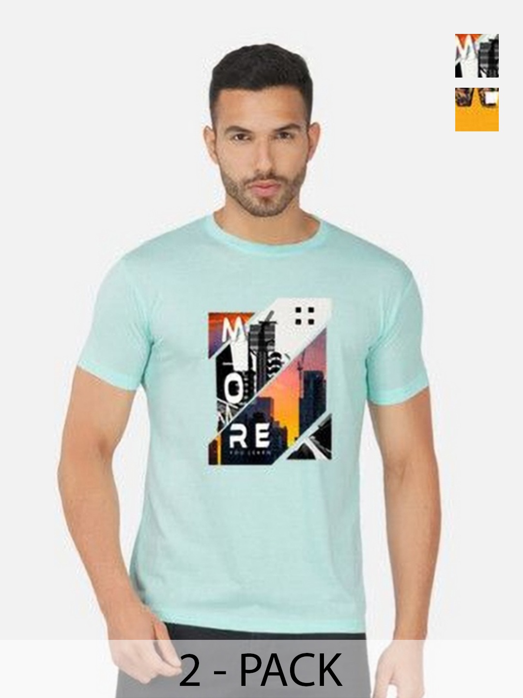 

GLOBAL NOMAD Men 2 Printed Bio Finish Pockets T-shirt, Turquoise blue