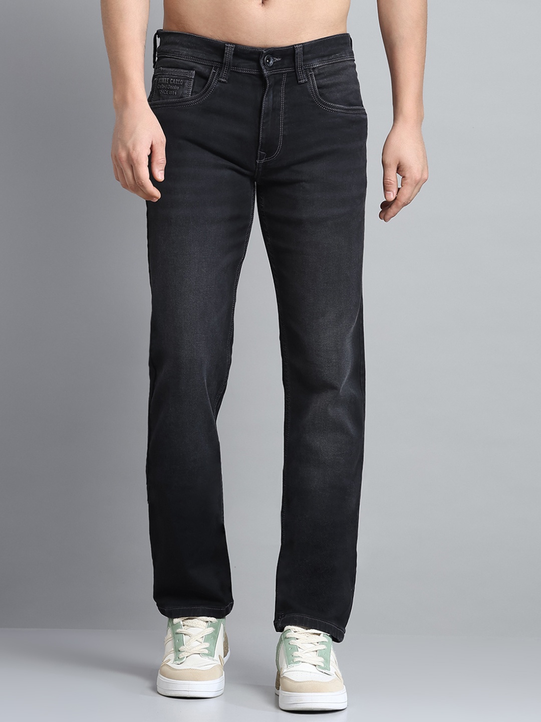 

Monte Carlo Men Slash Knee Light Fade Jeans, Grey