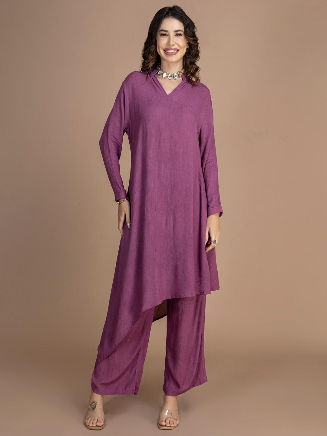 

Moomaya Women Regular Kurta with Trousers, Purple