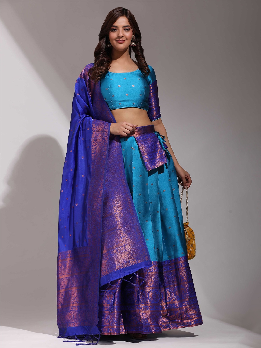 

Payu Semi-Stitched Lehenga & Unstitched Blouse With Dupatta, Blue