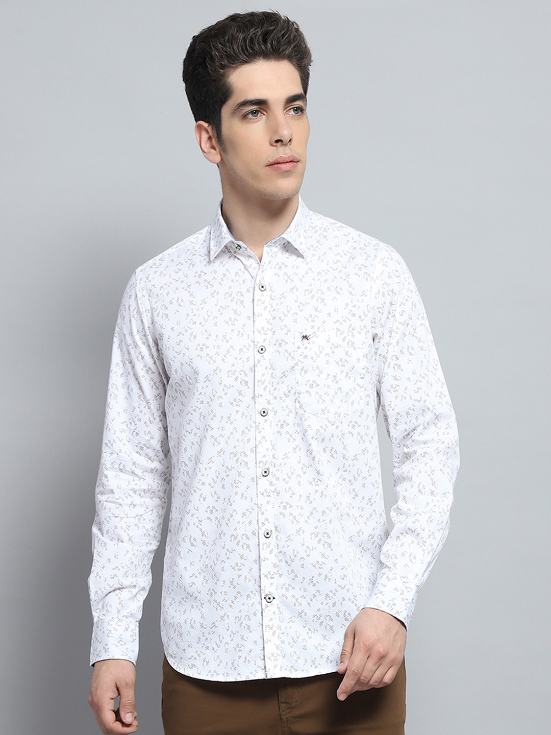 

Monte Carlo Men Floral Opaque Printed Casual Shirt, White
