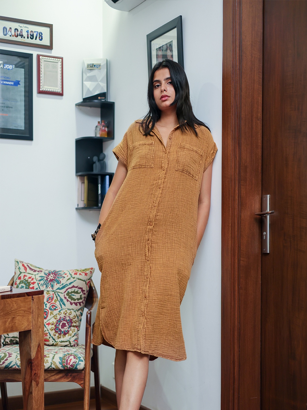

Veeralda Shirt Mini Dress, Brown