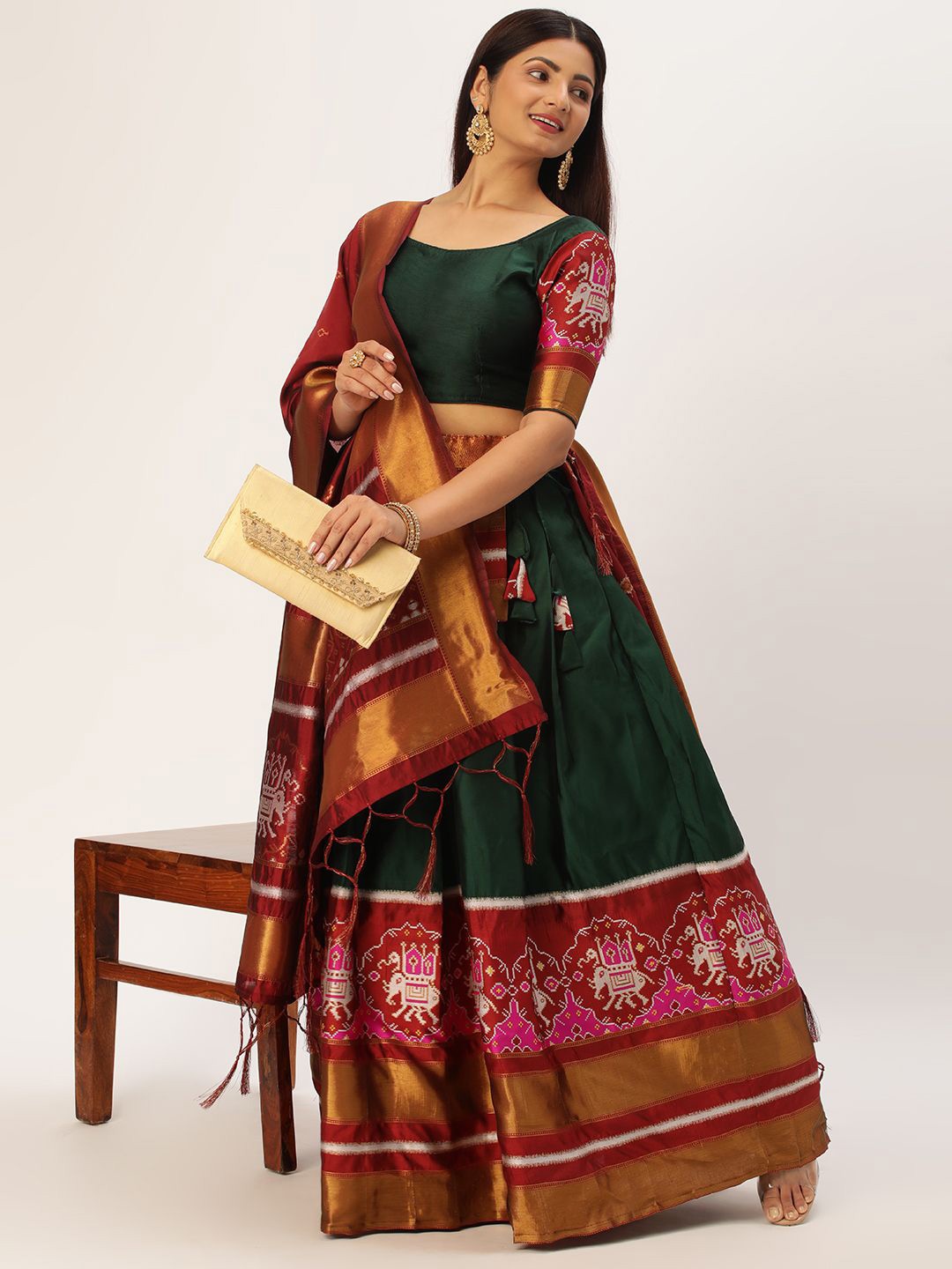

Payu Semi-Stitched Lehenga & Unstitched Blouse With Dupatta, Green