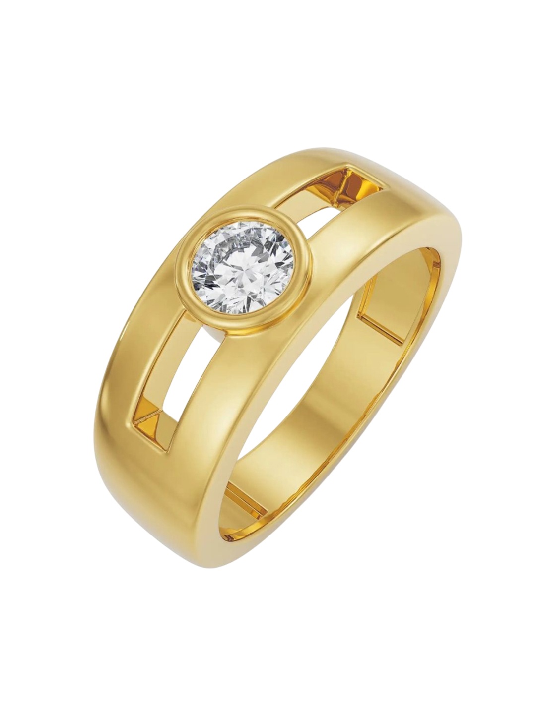 

Emori Solitaire Round Wedding Band for Men, Gold