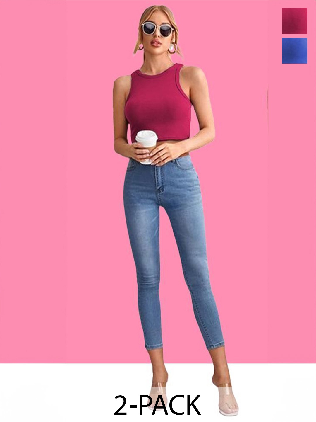 

Mast & Harbour Cotton Crop Top, Multi