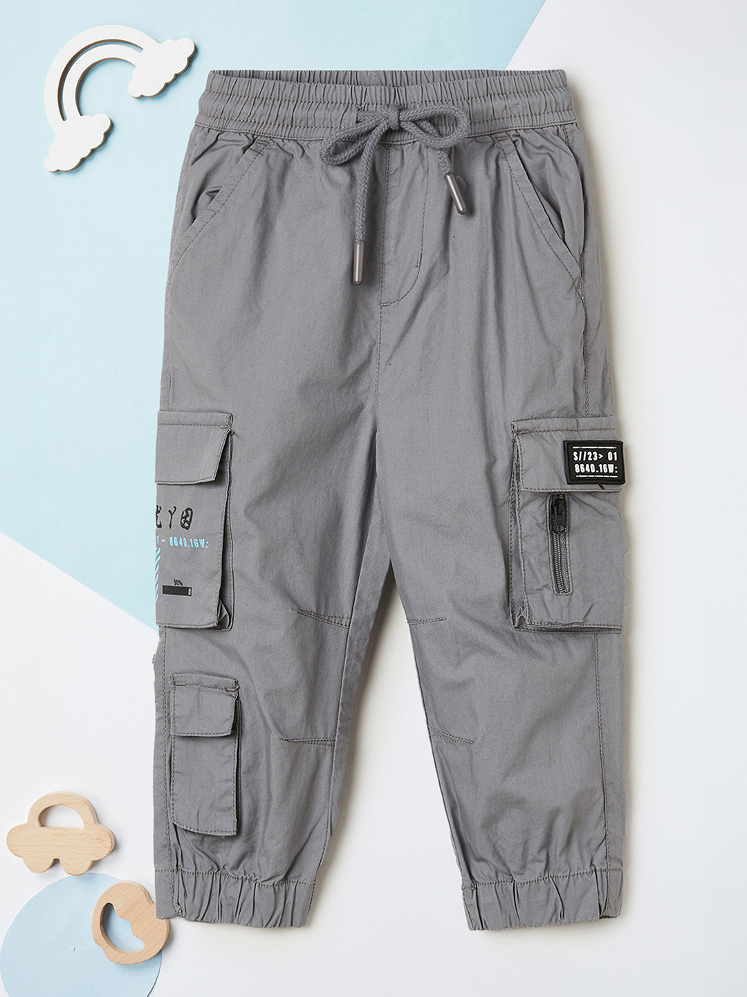 

max Boys Cargos Trousers, Grey