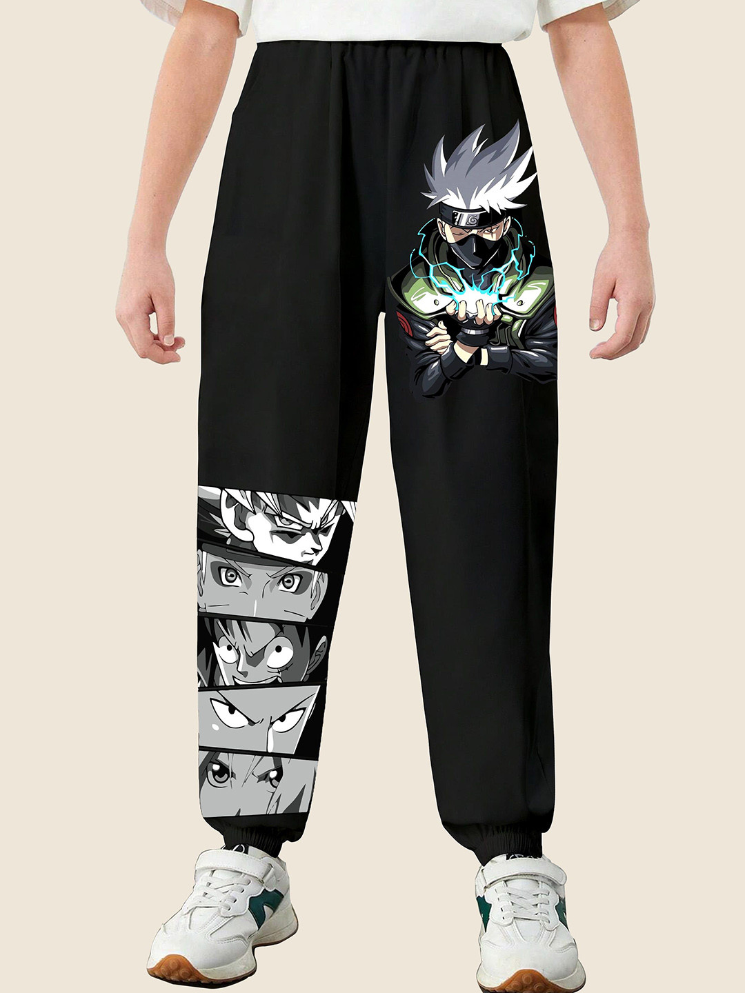 

MODARUE Boys Printed Mid Rise Joggers, Black