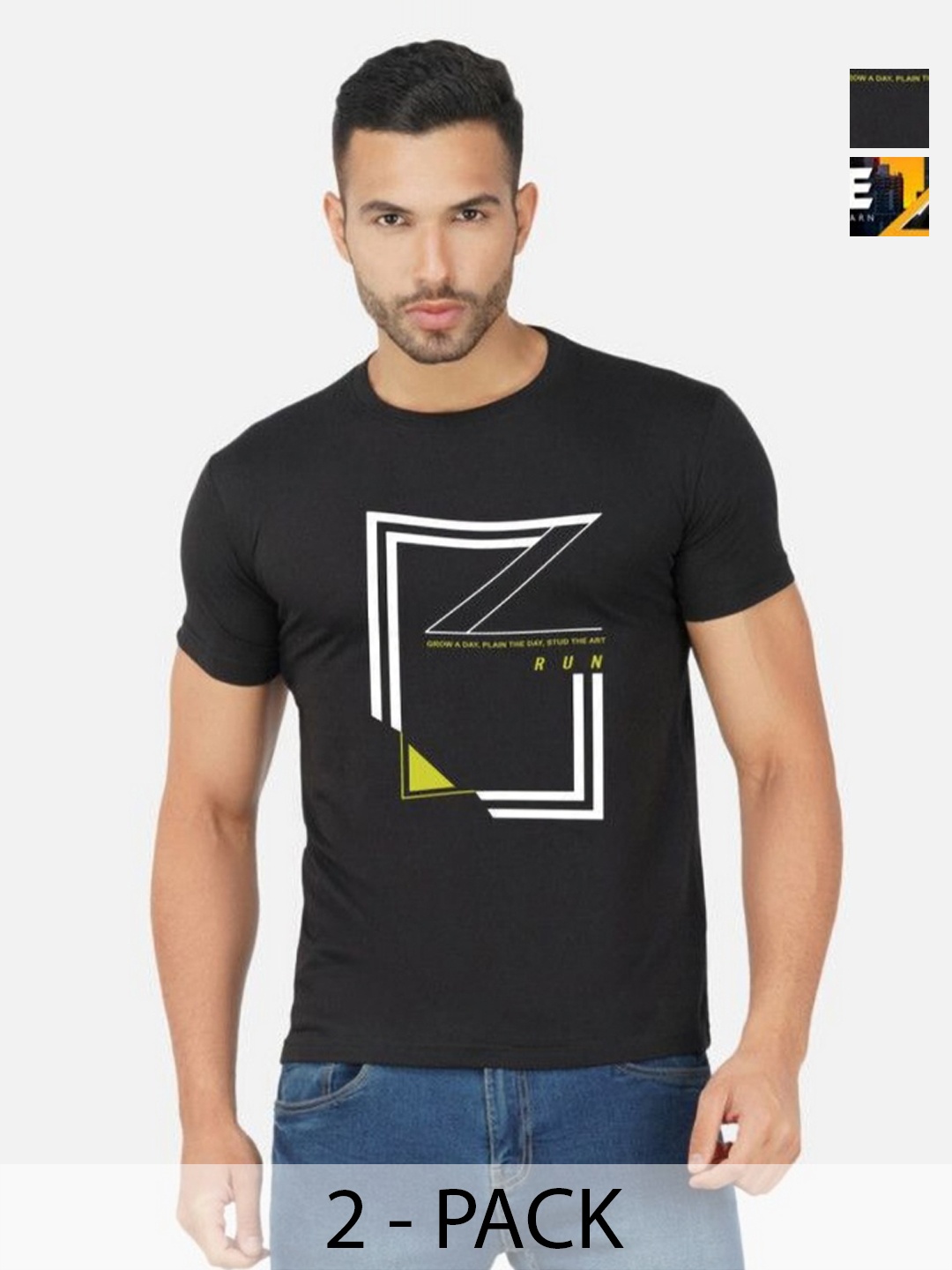 

GLOBAL NOMAD Men 2 Printed Bio Finish Pockets T-shirt, Black