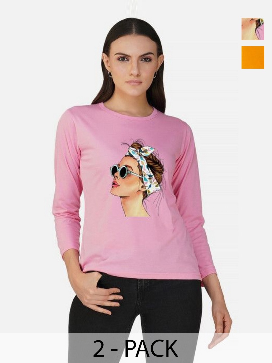 

Metronaut Women 2 Printed Bio Finish Applique T-shirt, Mustard