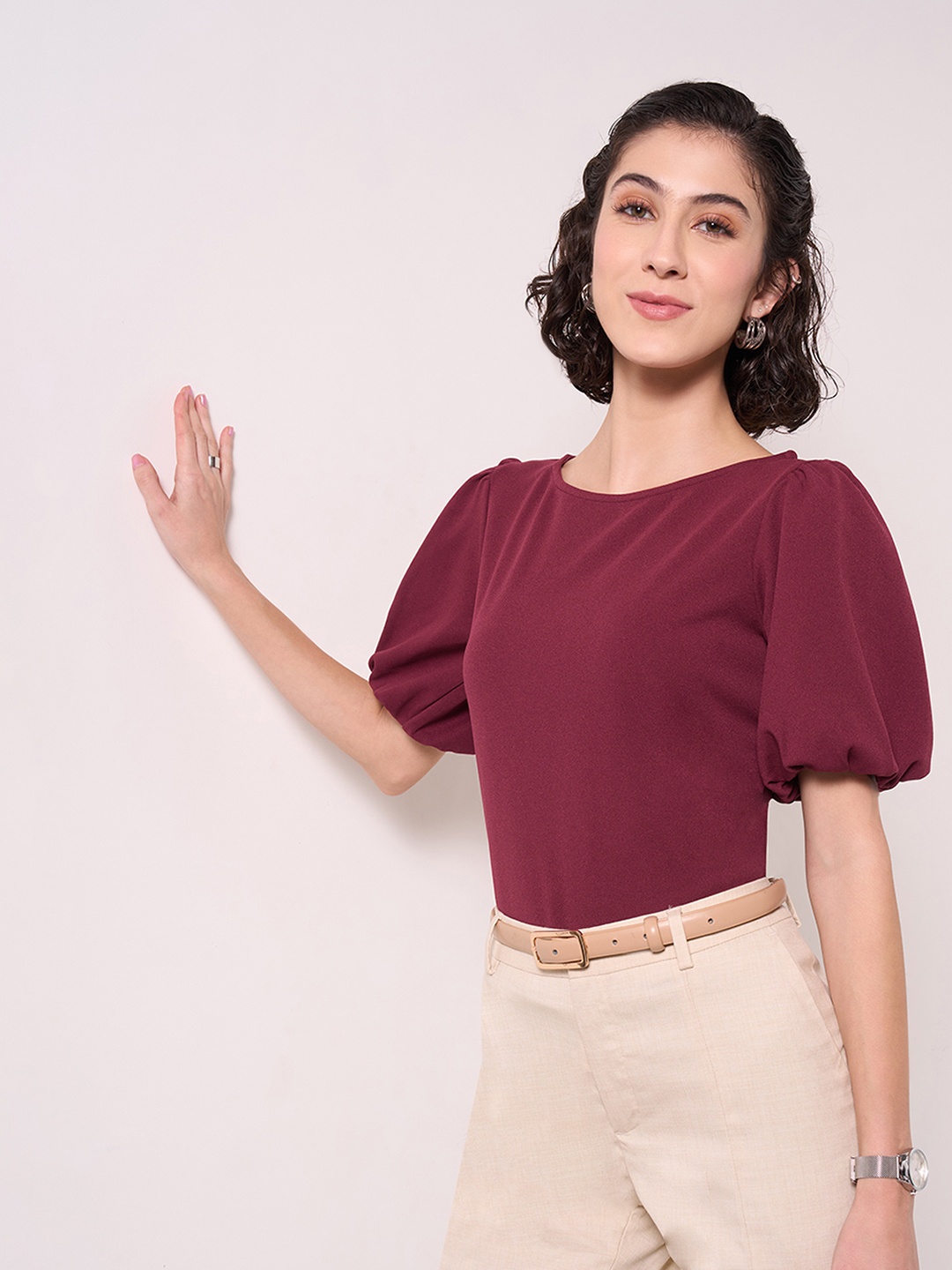 

Annabelle by Pantaloons Puff Sleeve Top, Red