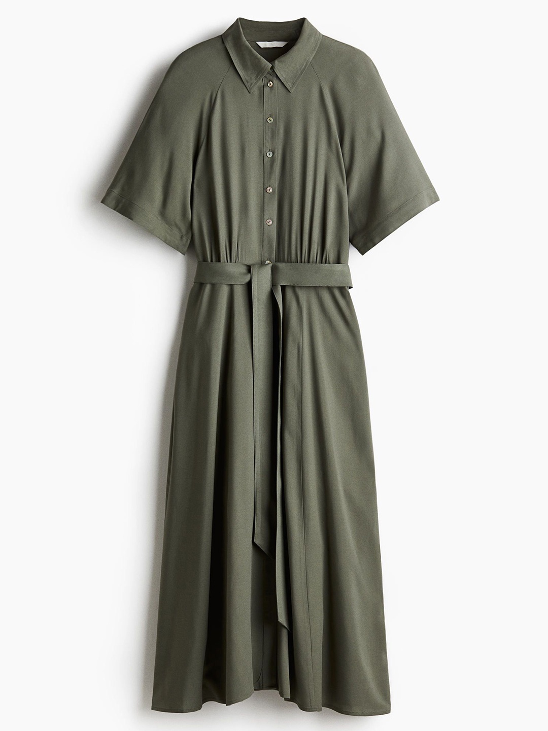 

H&M Tie-Belt Shirt Dress, Green