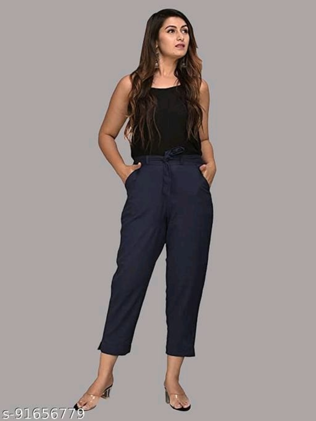 

OUTER WEAR AYAM EXPORTS Women Trousers, Navy blue