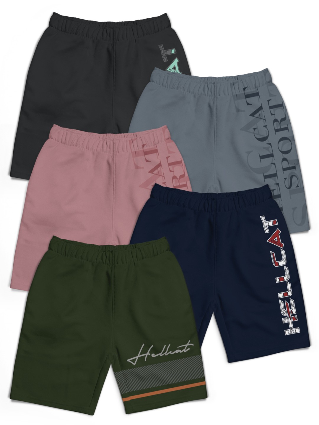 

HELLCAT Boys Typography Printed Shorts, Grey