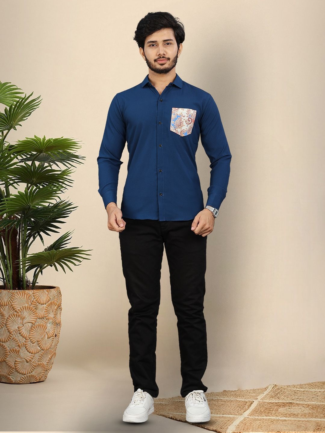 

Moda Rapido Men Original Opaque Casual Shirt, Blue