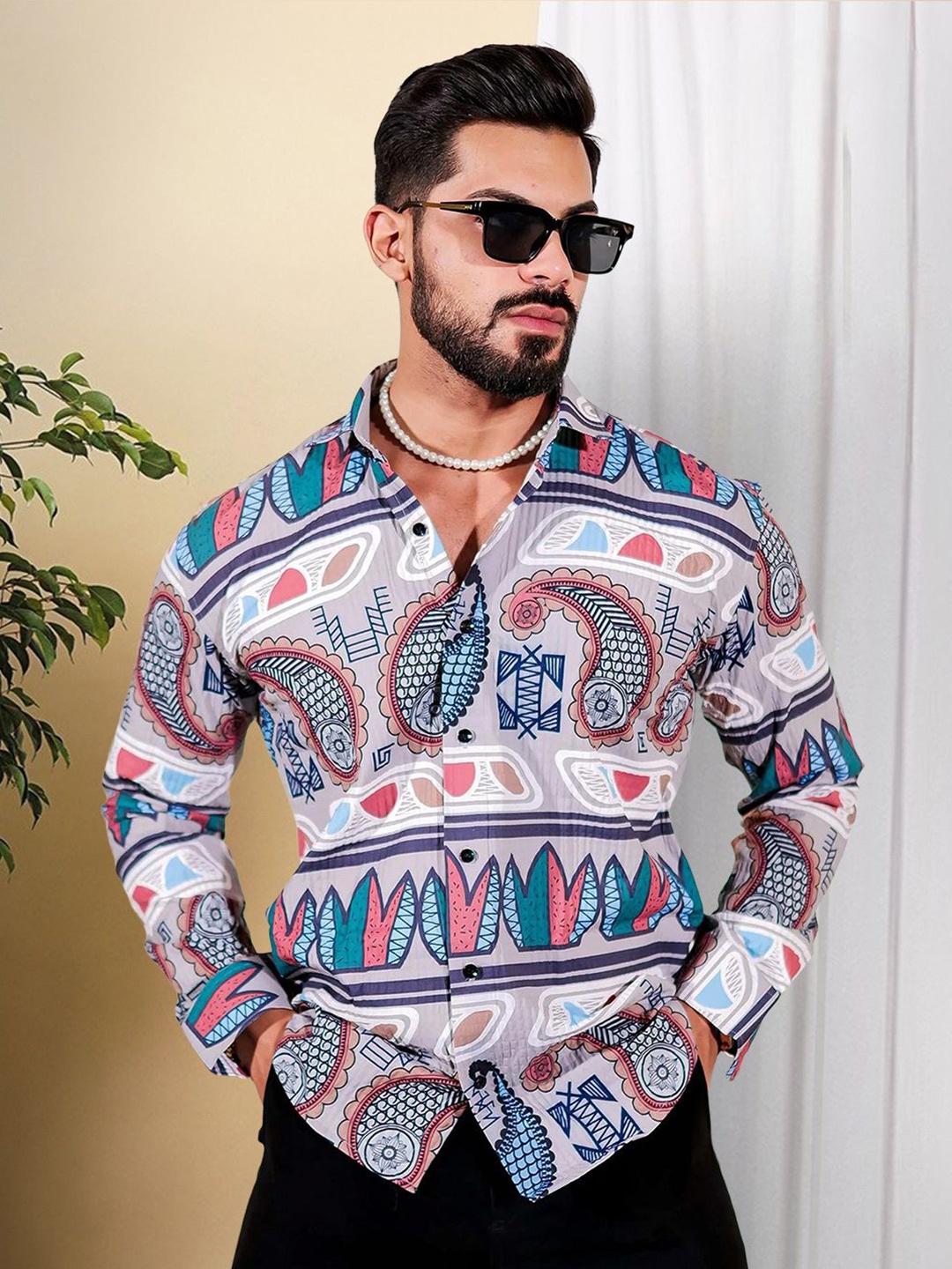 

Moda Rapido Men Original Opaque Printed Casual Shirt, Multi