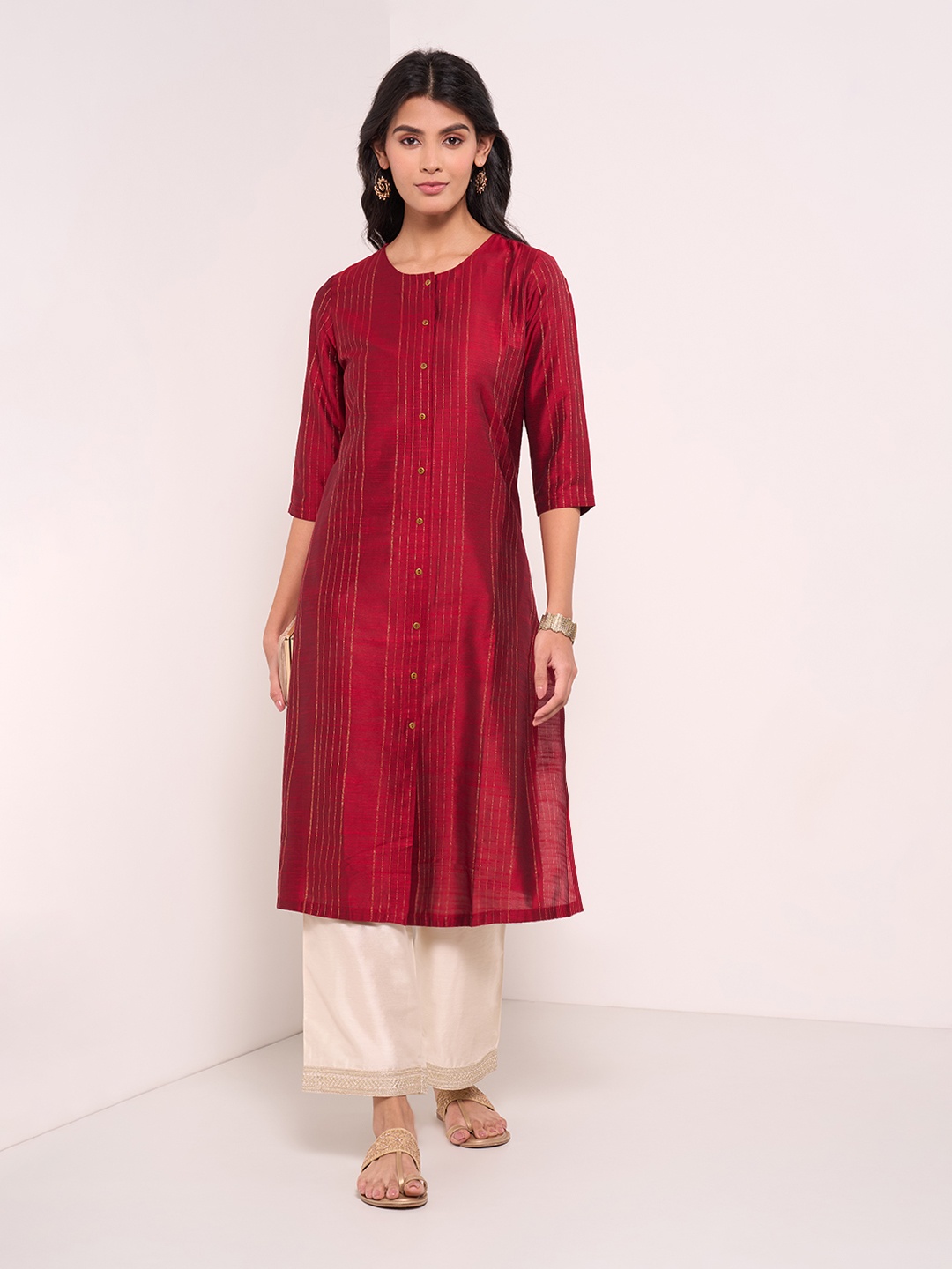 

RANGMANCH BY PANTALOONS Women Sequinned Kurta, Red