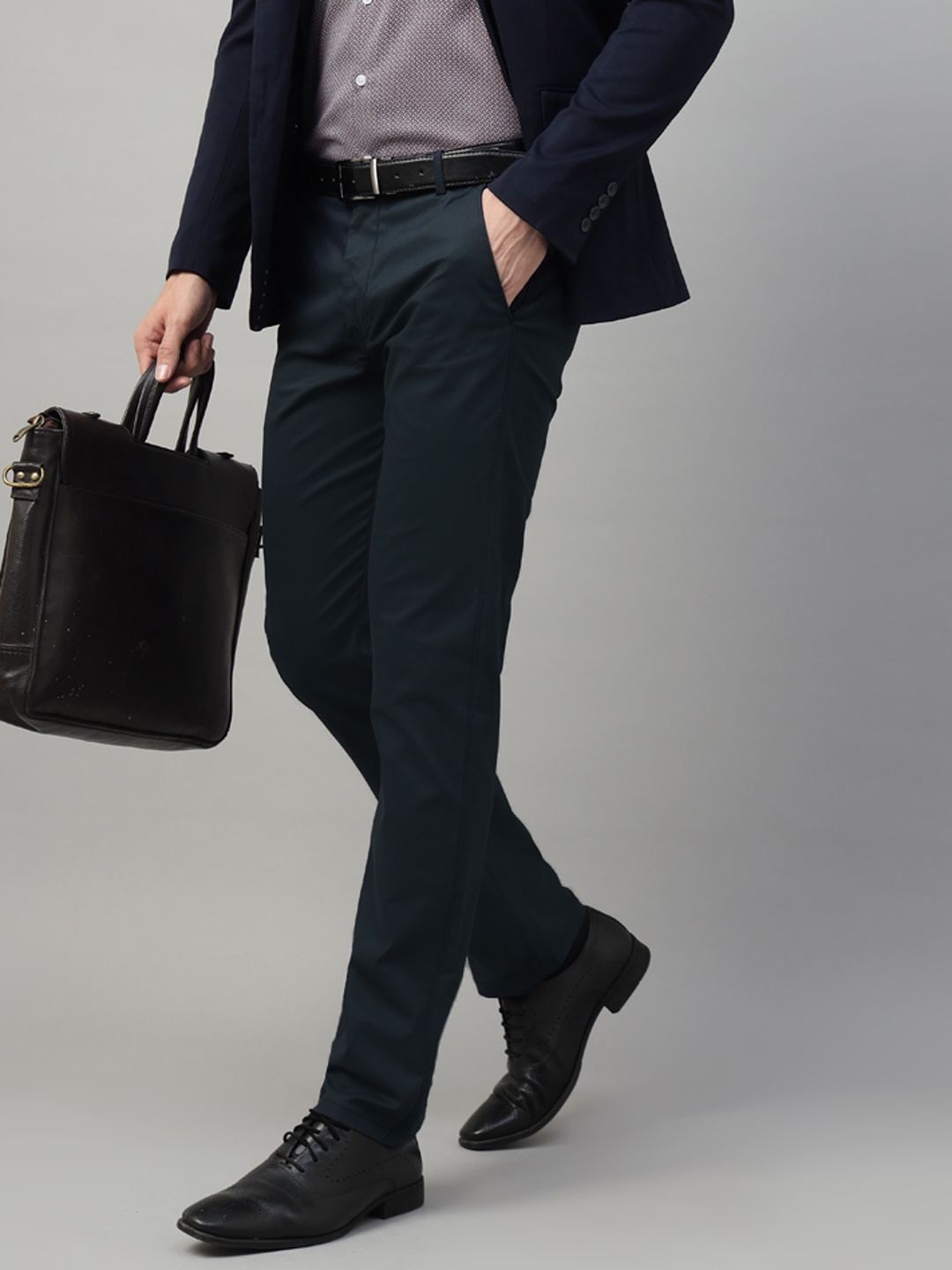 

Hancock Men Slim Fit Chinos Trousers, Navy blue