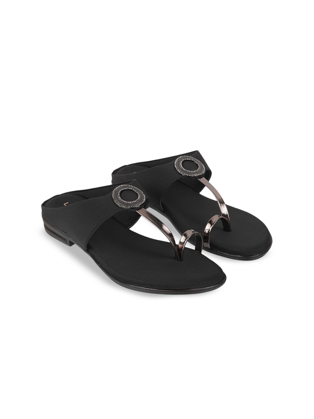 

Lazera Women Textured Open Toe Flats, Black