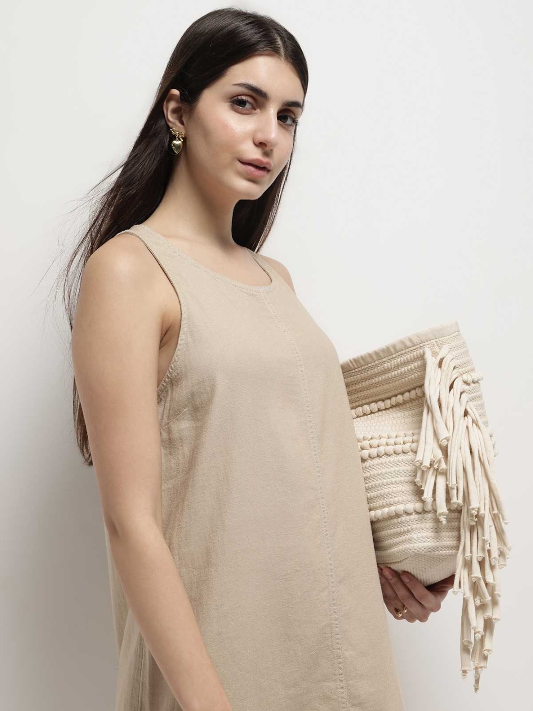 

Marks & Spencer Linen A-Line Dress, Beige
