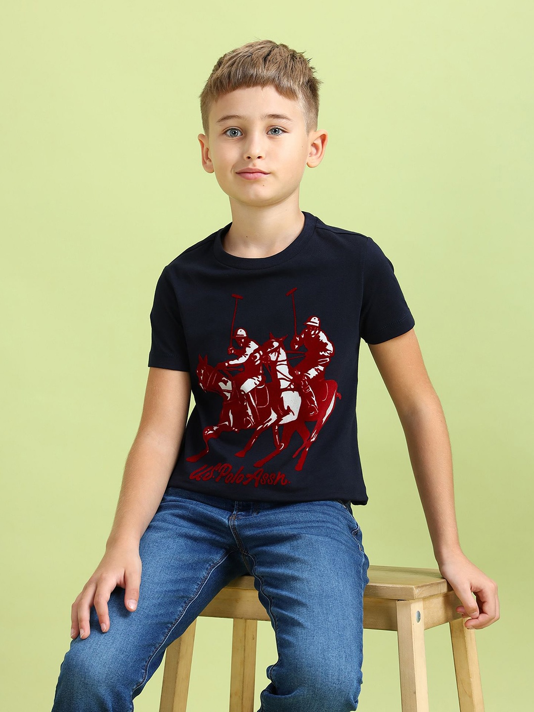 

U.S. Polo Assn. Kids Boys Sports Printed Pure Cotton T-shirt, Navy blue