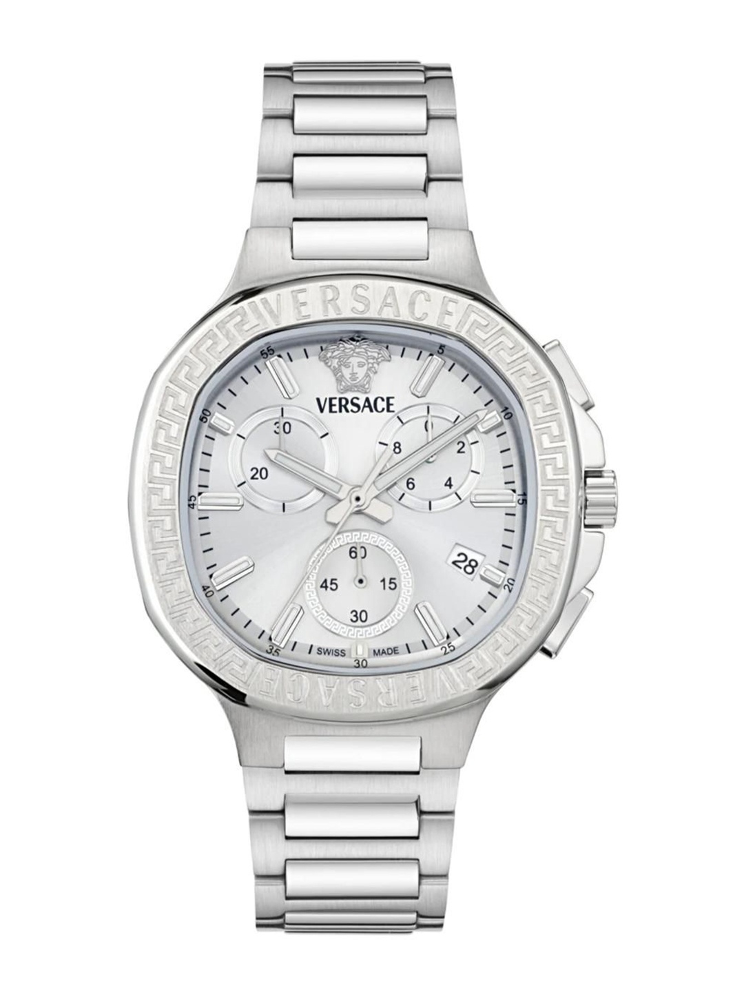 

Versace Unisex Brass Dial & Stainless Steel Bracelet Style Straps Analogue Watch VEVCA0424, Silver