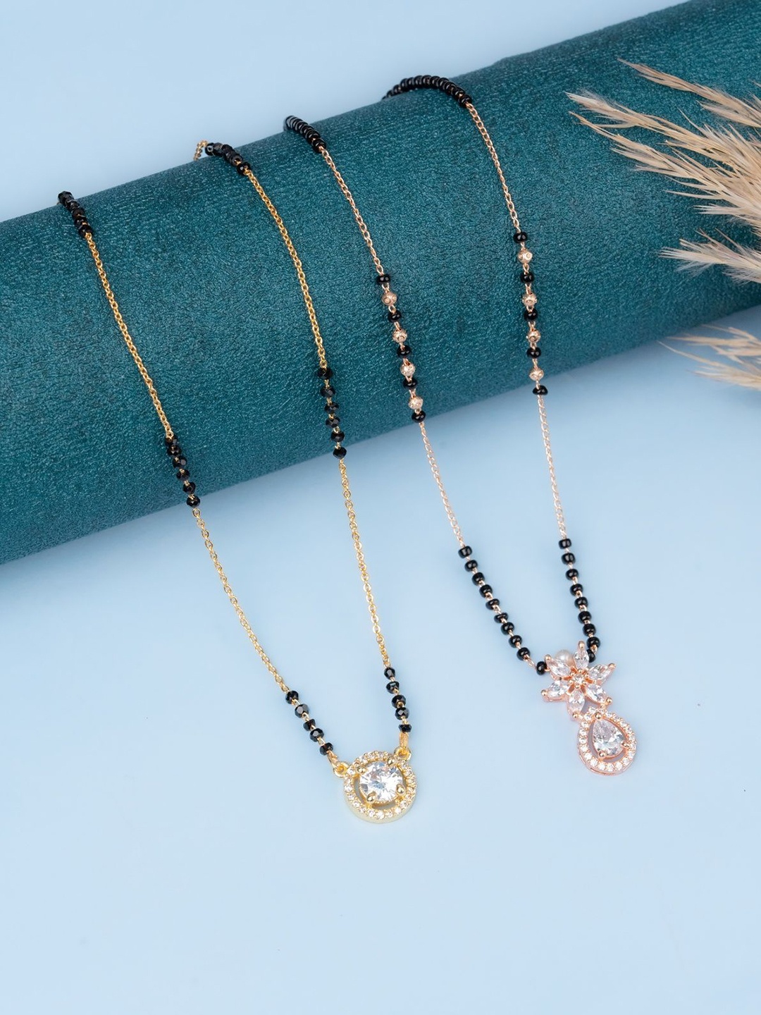 

Zeraki Jewels Gold-Plated Artificial Stones and Beads Mangalsutra