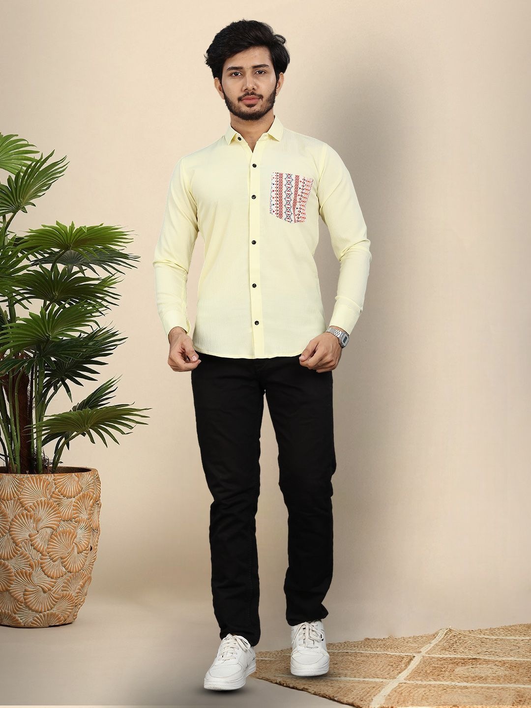 

Moda Rapido Men Original Opaque Casual Shirt, Yellow