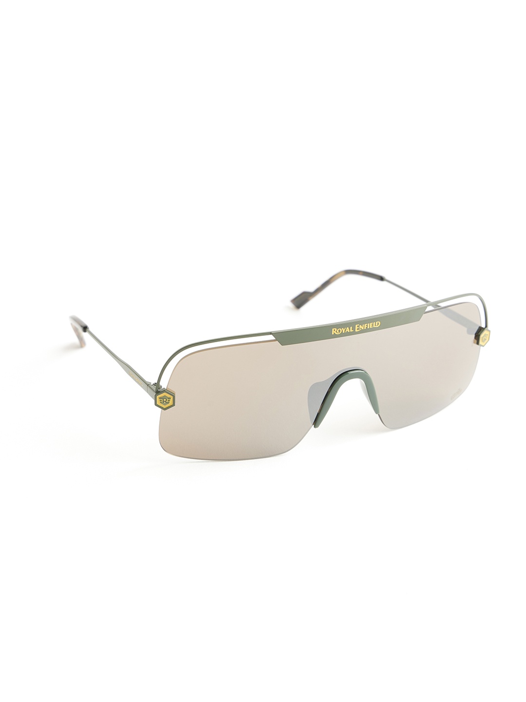 

Royal Enfield Men Shield Sunglasses with UV Protected Lens, Brown