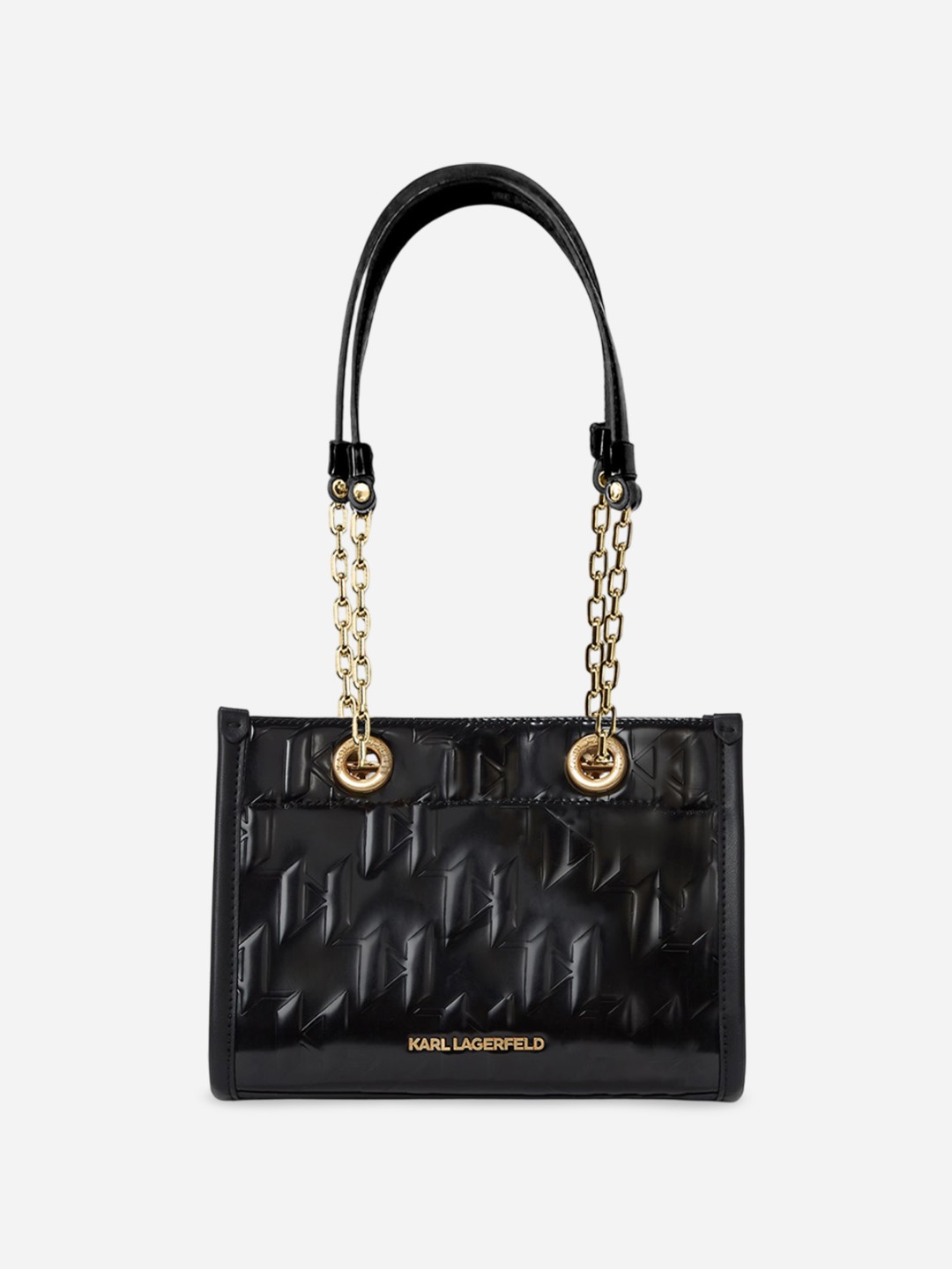 

Karl Lagerfeld Textured PU Structured Shoulder Bag with Quilted, Black