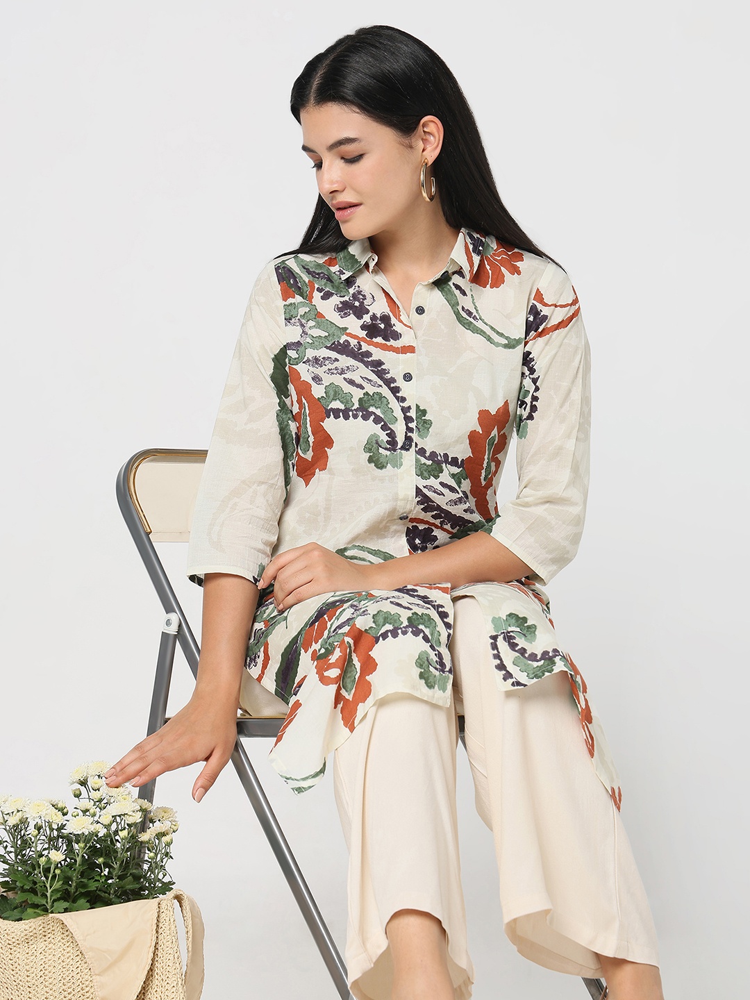 

R&B Women Ethnic Motifs Printed Kurta, White