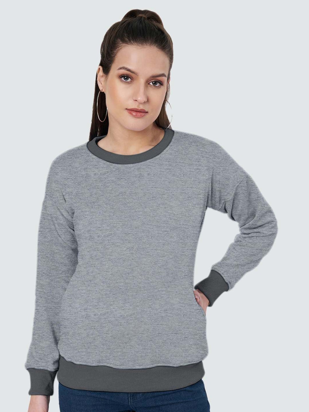 

BRINNS Women Colourblocked Sweatshirt, Grey