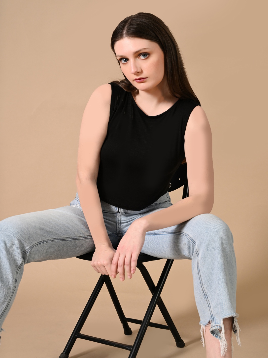 

PANDORNA Summer Rayon Black Tank Top