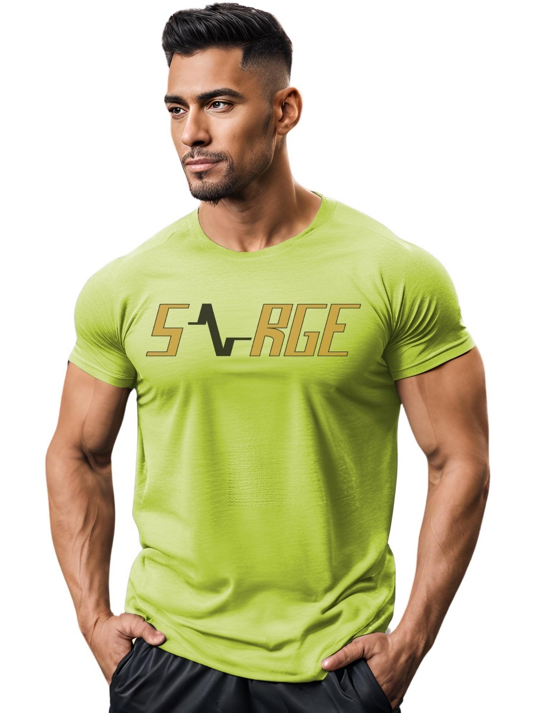 

3Colors Men Moisture Wicking Applique T-shirt, Green