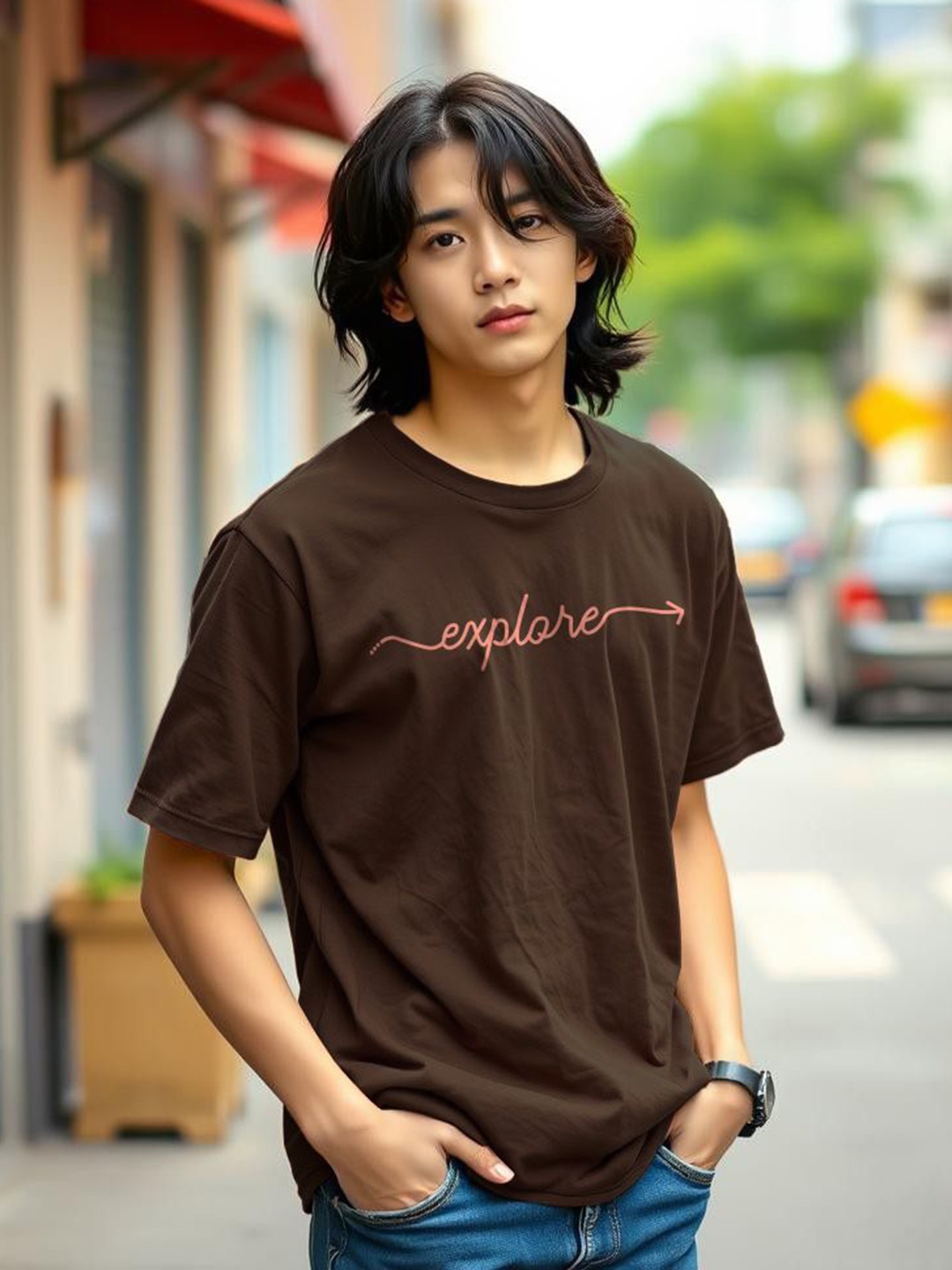 

TOGS & TERRE Men Typography Printed Organic Cotton T-shirt, Brown