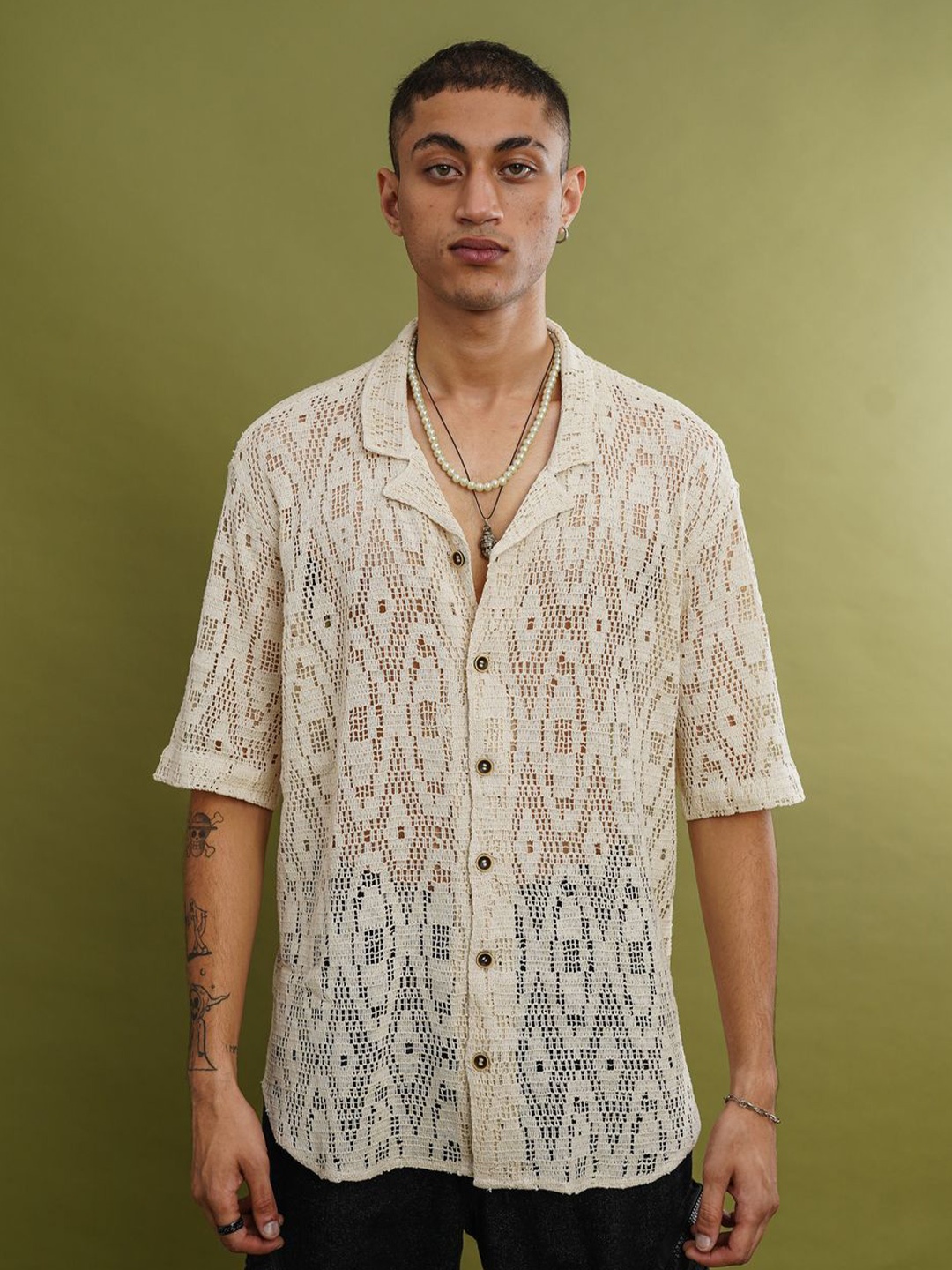 

Big Bunny Men Custom Opaque Casual Shirt, Cream
