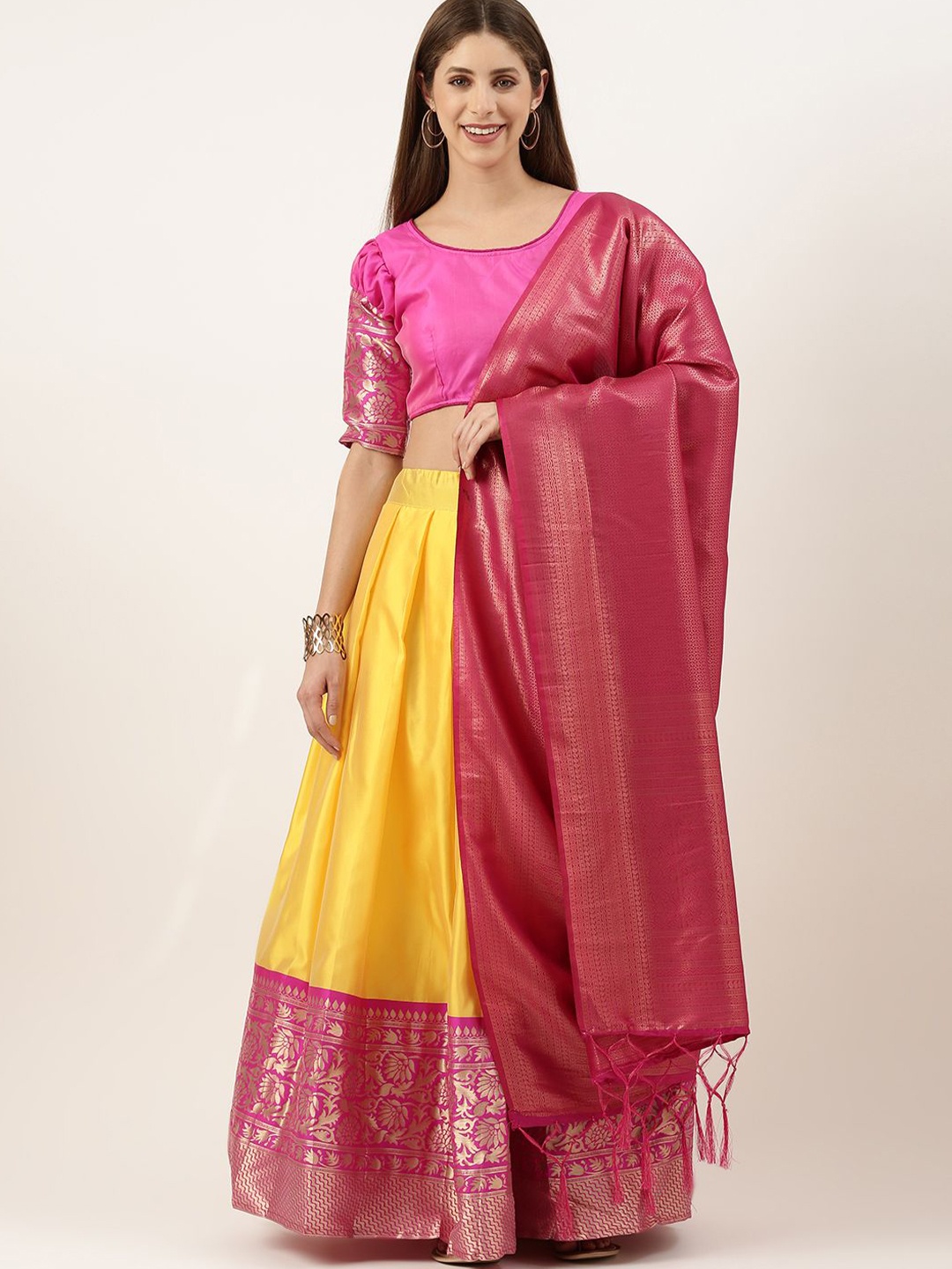 

Payu Semi-Stitched Lehenga & Unstitched Blouse With Dupatta, Yellow