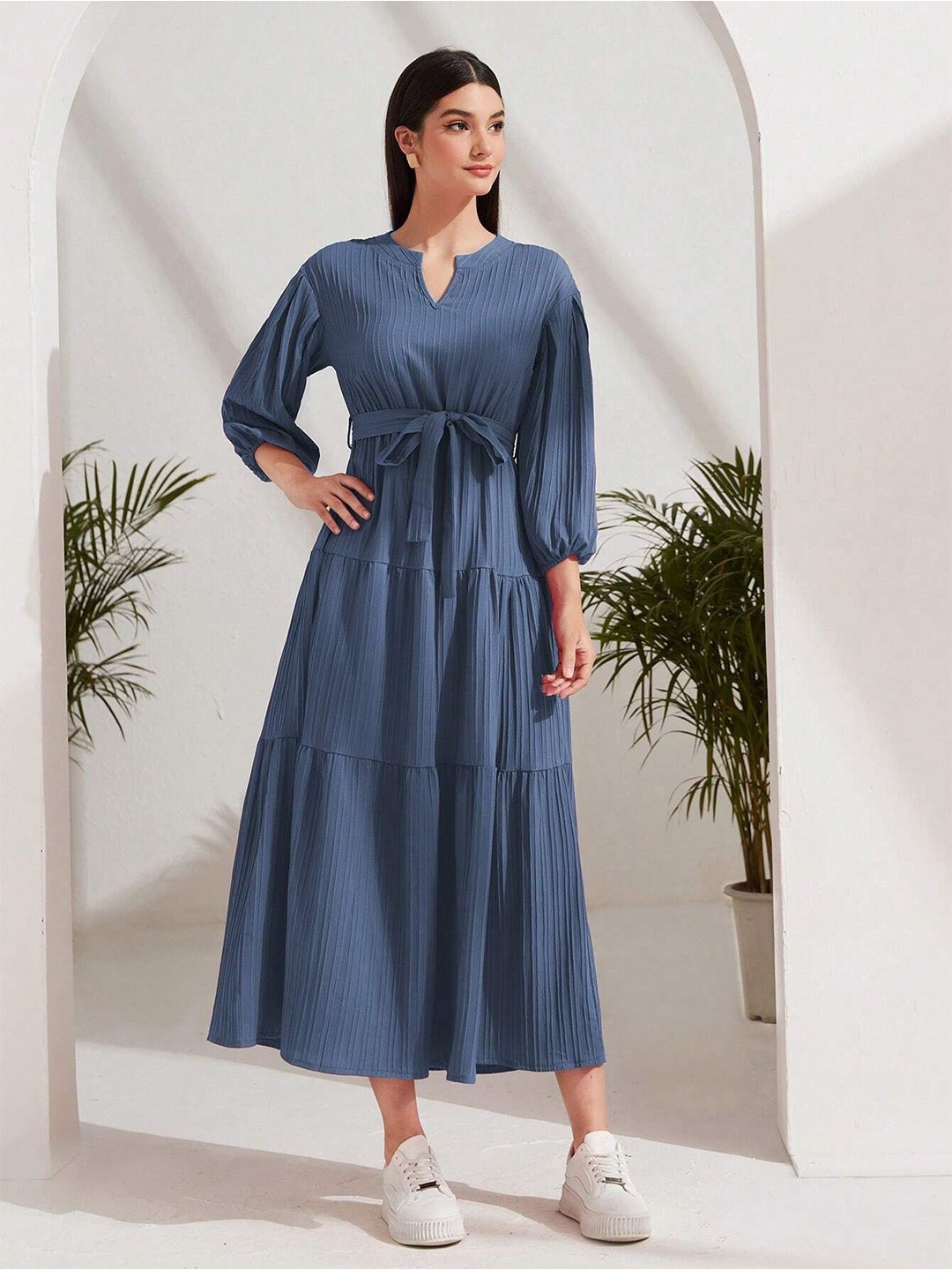 

FNOCKS Organic Cotton Maxi Midi Dress, Blue