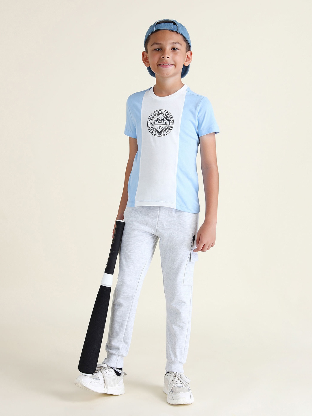

U.S. Polo Assn. Kids Boys Colourblocked Pure Cotton T-shirt, Blue