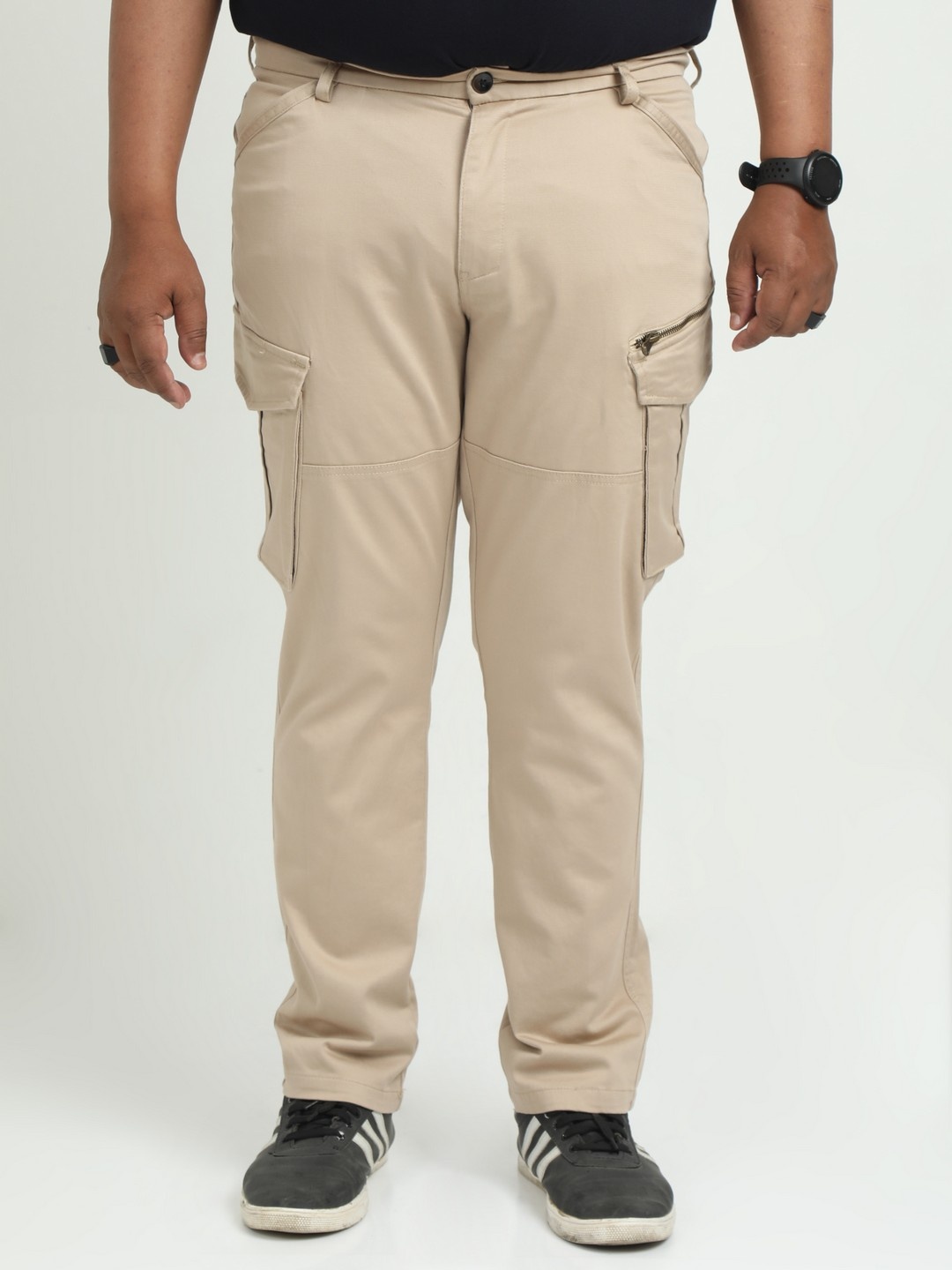 

THE BEETEL HOUSE Men Relaxed Cargos Trousers, Khaki