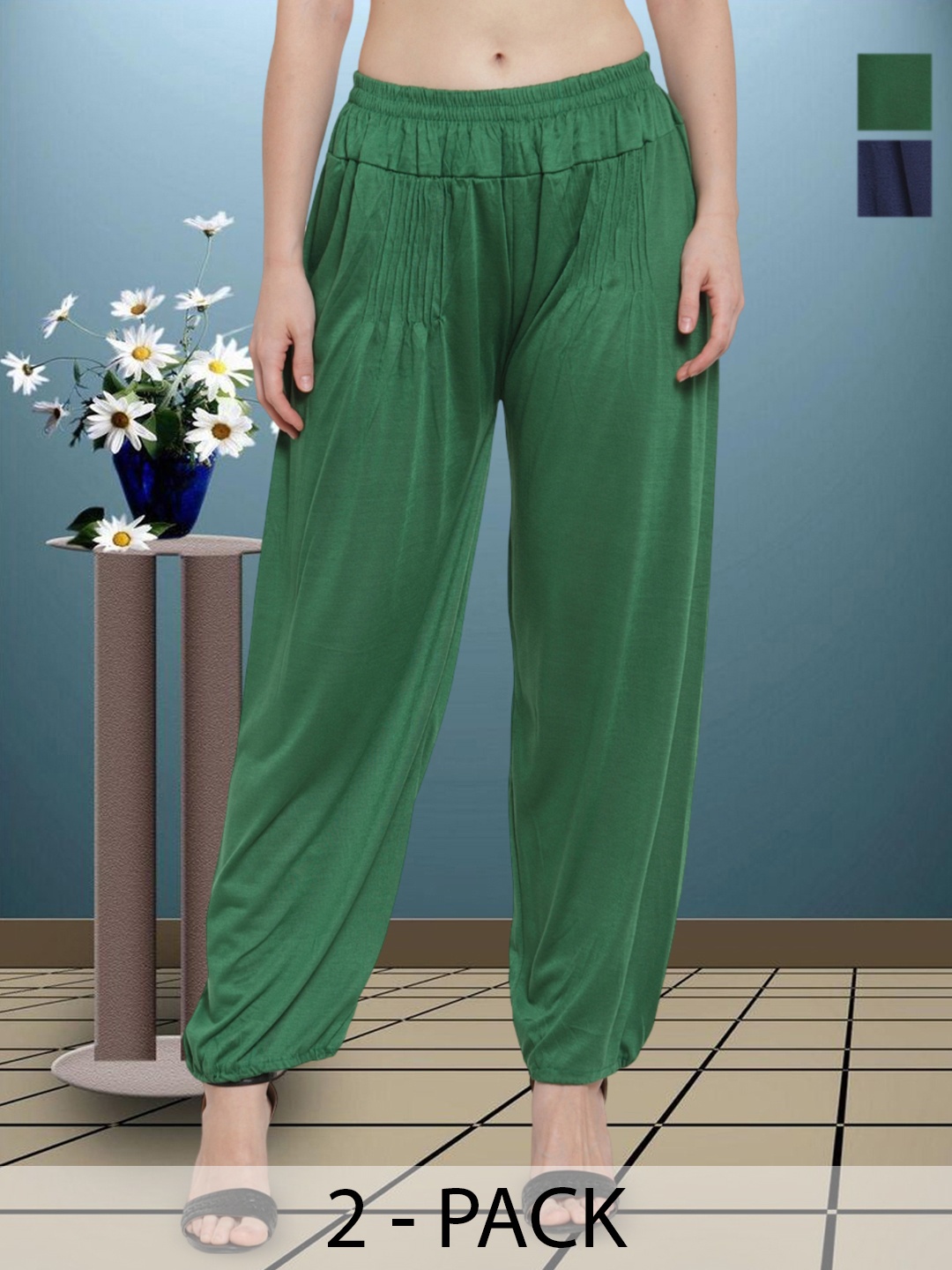 

Women Green Navy Viscose lycra Harem Paint