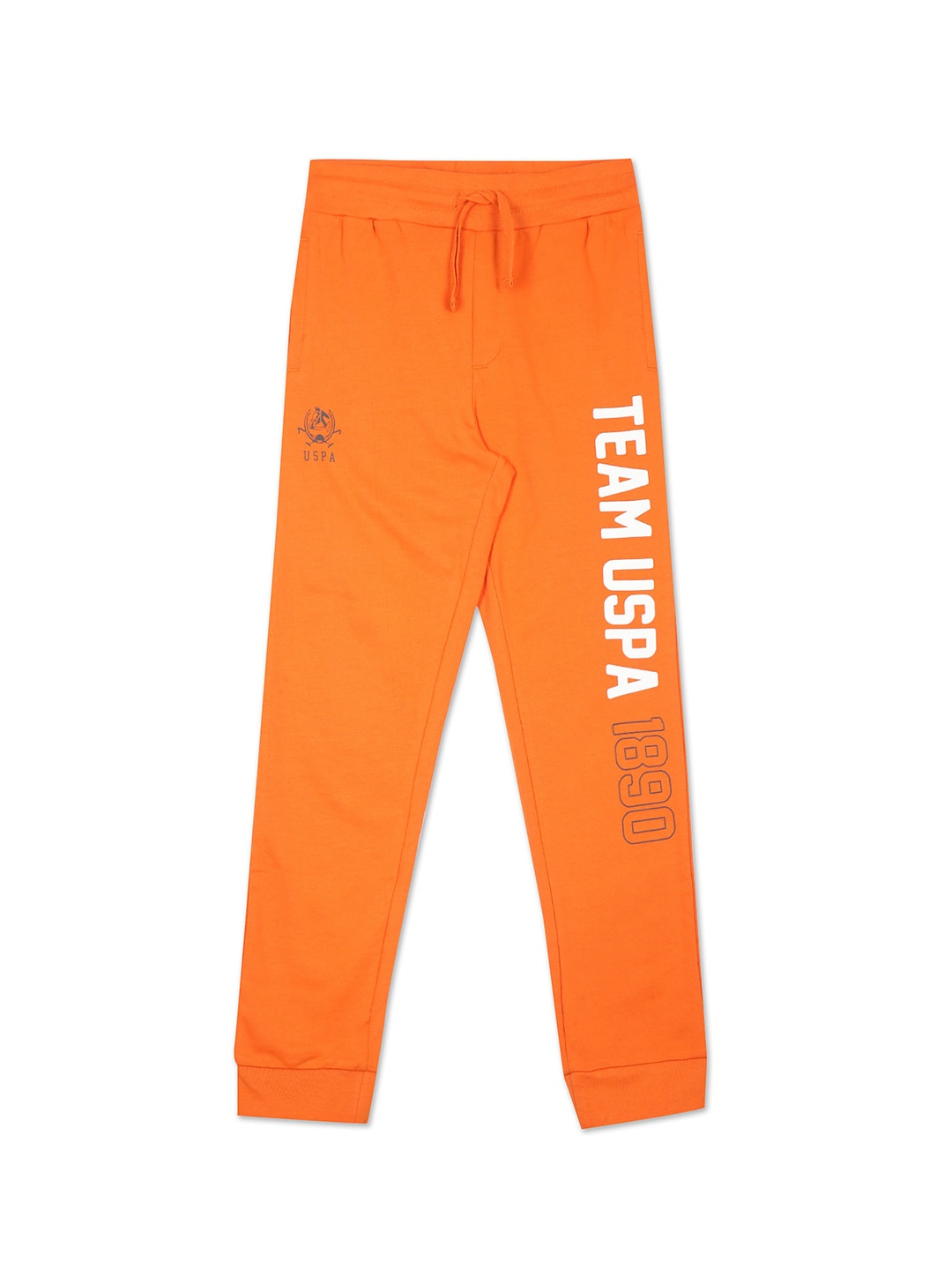 

U.S. Polo Assn. Kids Boys Regular Fit Printed Pure Cotton Joggers, Orange