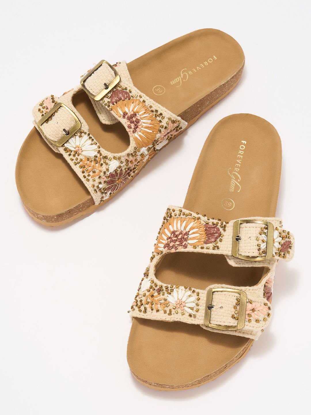 

Forever Glam by Pantaloons Embellished Open Toe Flats, Brown