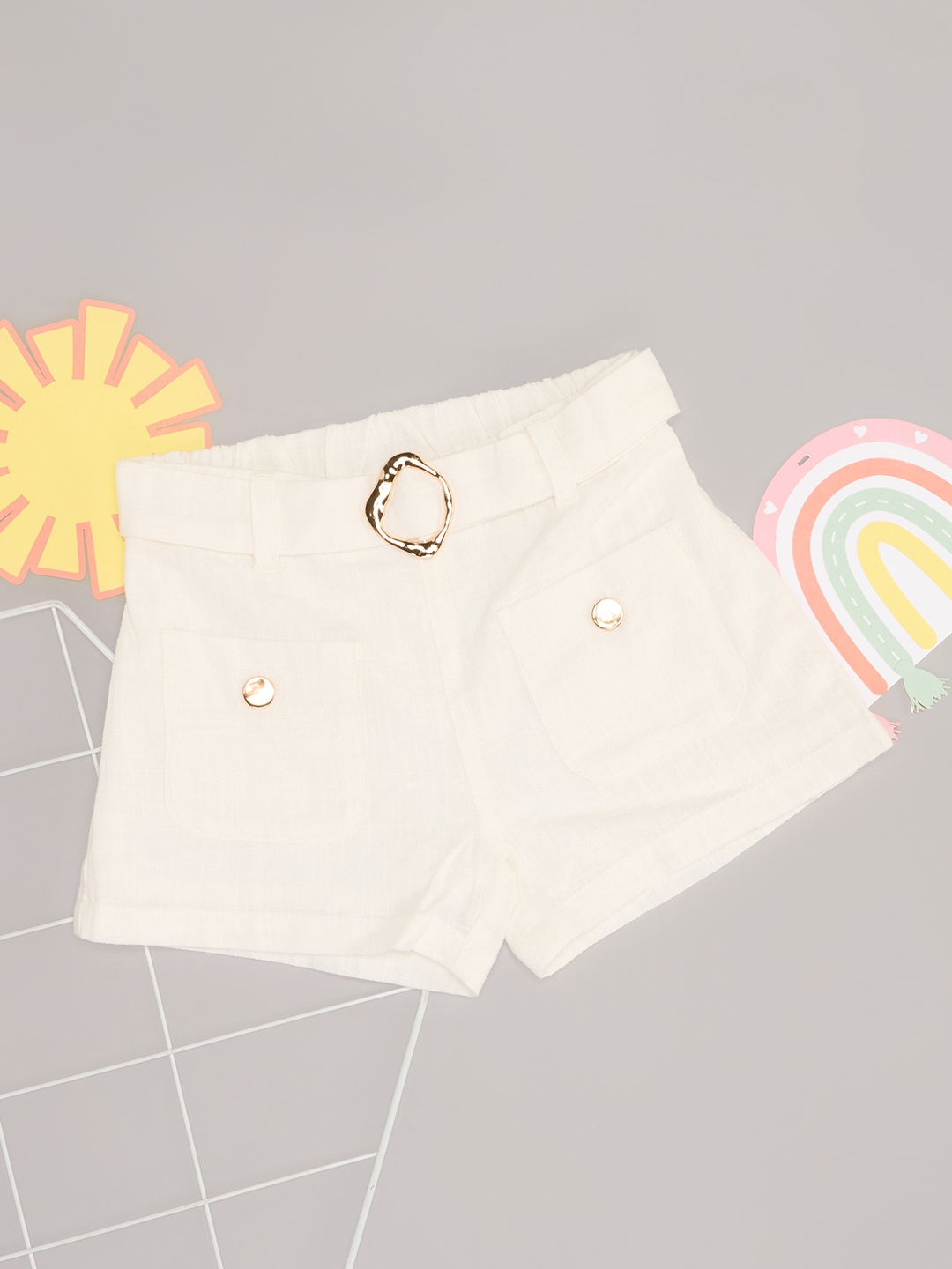 

Pantaloons Junior Girls Loose Fit Shorts, Off white
