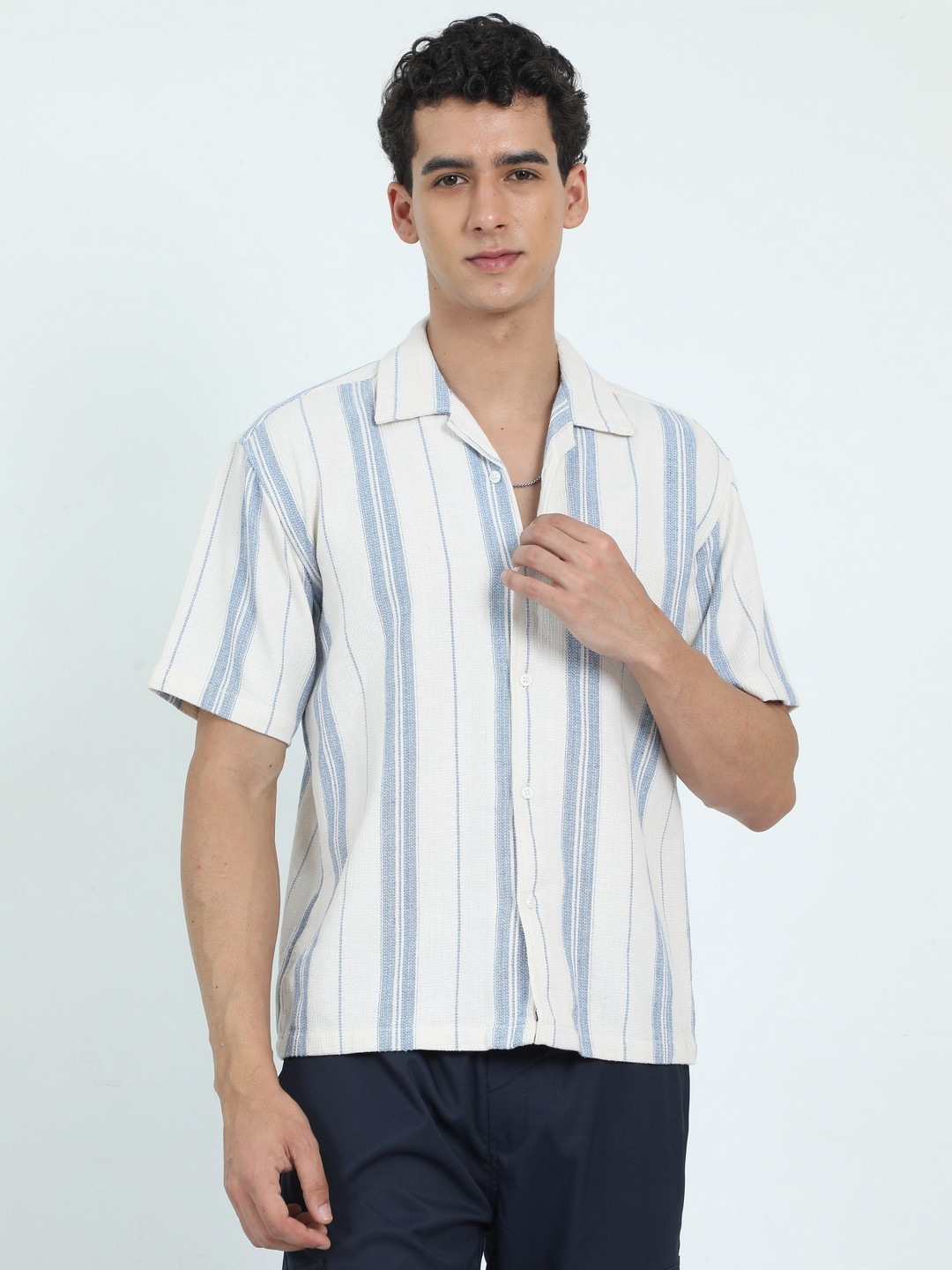 

THE BEETEL HOUSE Men Relaxed Opaque Striped Casual Shirt, Blue