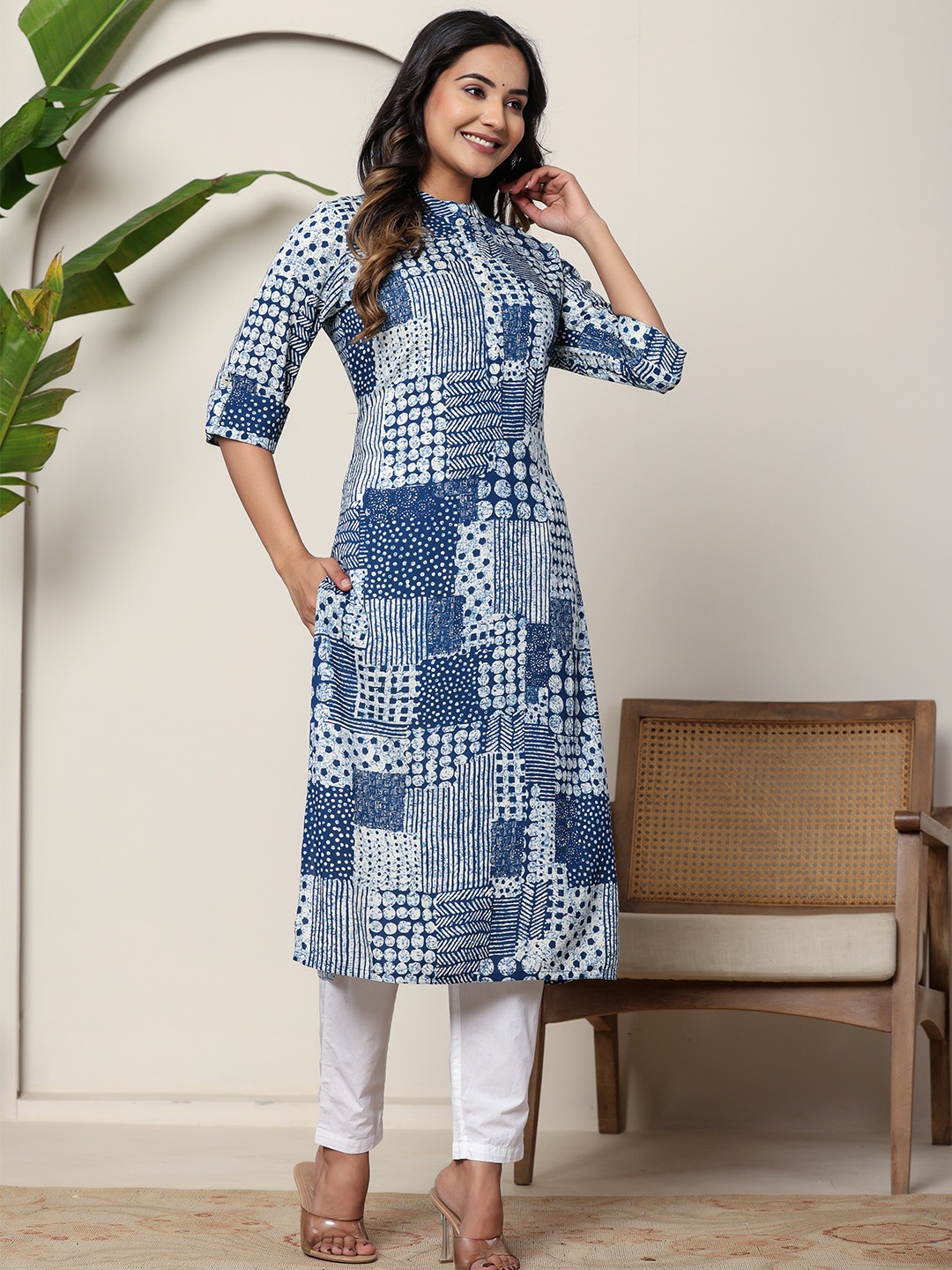 

ARAVALII Women Printed Kurta, Blue