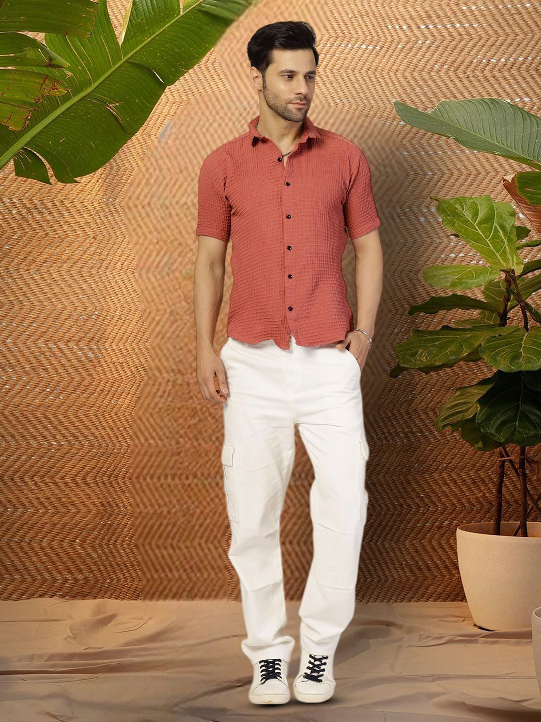

Moda Rapido Men Original Opaque Casual Shirt, Pink