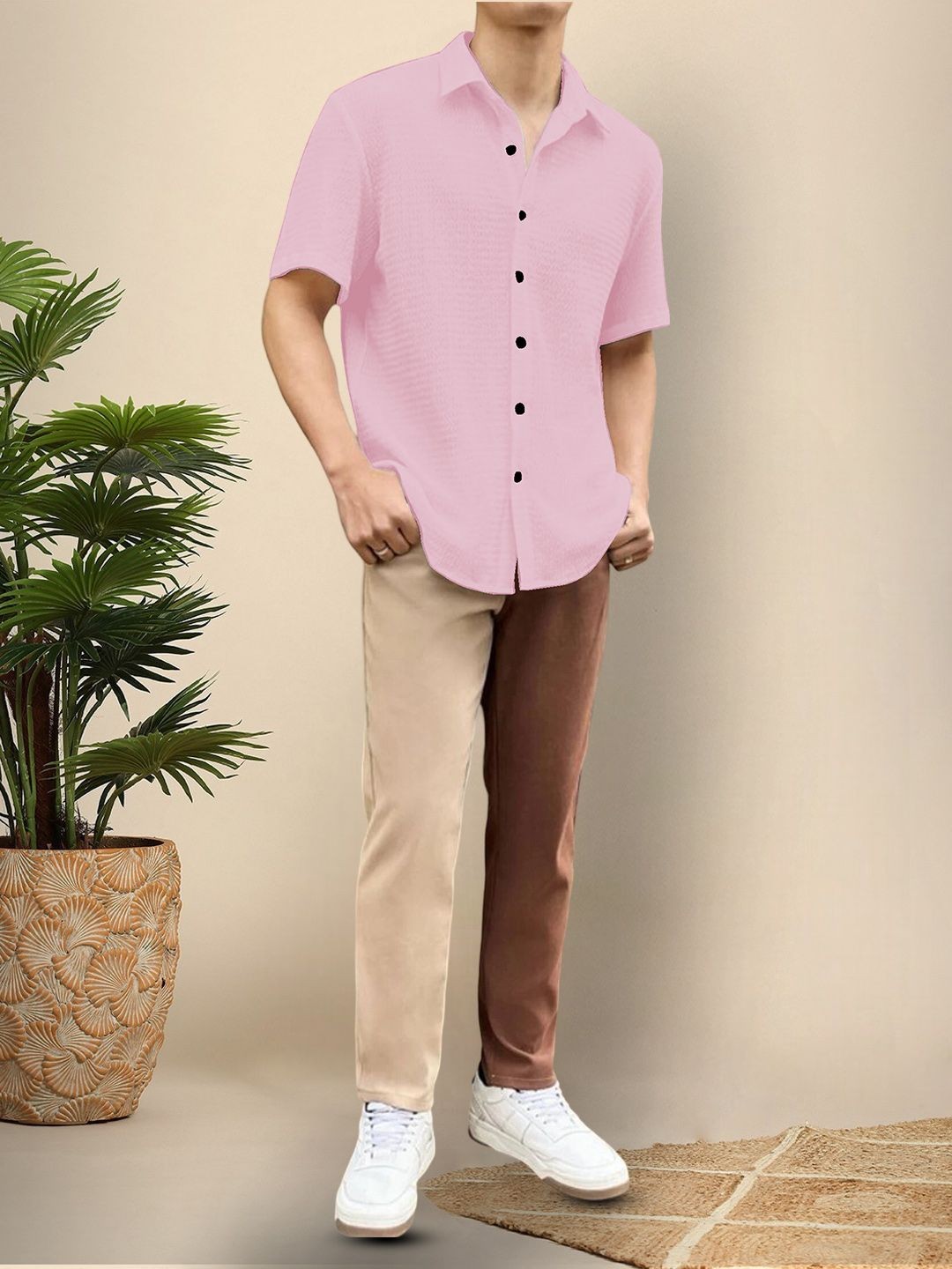 

Moda Rapido Men Original Opaque Casual Shirt, Pink